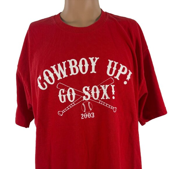 Vintage Boston Red Sox T Shirt Mens Size XL Cowboy Up Baseball Y2K 2003 - Picture 1 of 4